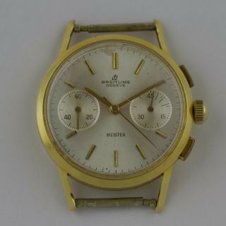 Vintage Breitling Gold 1151 Chronograph Wristwatch Cosigned Dial by Meister 2