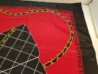 Vintage CHANEL Silk Scarf Black Red Iconic Black Quilt Purse Image 3