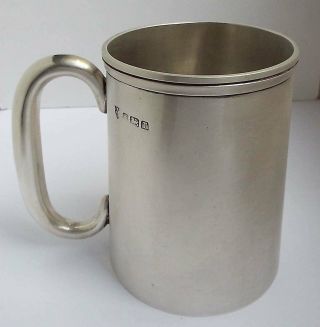Large Heavy Gauge 385g English Antique 1943 Sterling Silver Pint Tankard