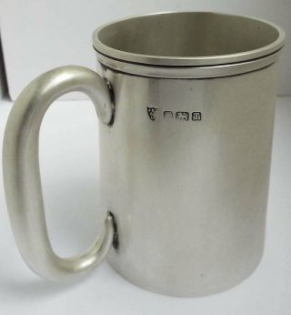 LARGE HEAVY GAUGE 385g ENGLISH ANTIQUE 1943 STERLING SILVER PINT TANKARD 3