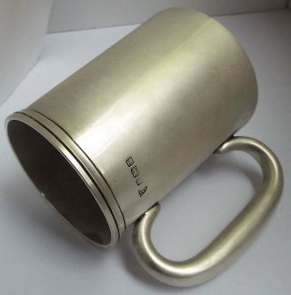 LARGE HEAVY GAUGE 385g ENGLISH ANTIQUE 1943 STERLING SILVER PINT TANKARD 8
