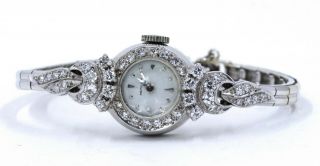 Vintage Hamilton 14k White Gold Diamond Watch 15.  6 Grams (194)