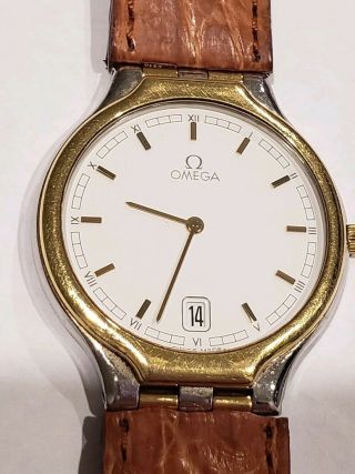 Vintage 18k Gold Bezel Omega Watch With Band Swiss Made