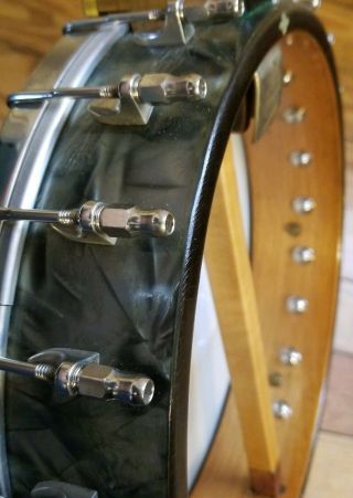 Vintage Banjo 4 string wood instrument Remo Weather king White Pearl Knobs 8
