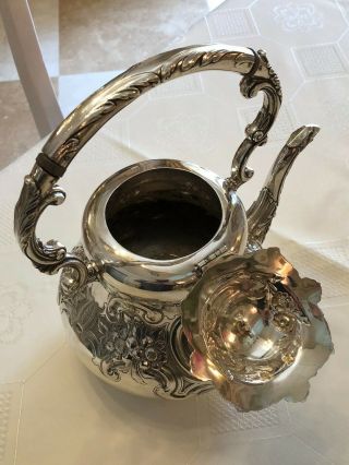 Fantastic Silver Sterling Antique 1916 Tea Kettle With Stand,  1950gm 12