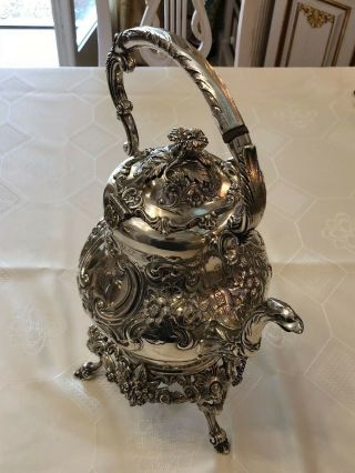 Fantastic Silver Sterling Antique 1916 Tea Kettle With Stand,  1950gm 2
