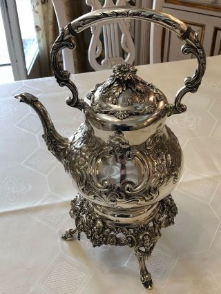 Fantastic Silver Sterling Antique 1916 Tea Kettle With Stand,  1950gm 4
