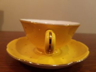 Anthropologie Yellow and Gold Bluebird Teacup And Saucer Rare & Discontinued 3