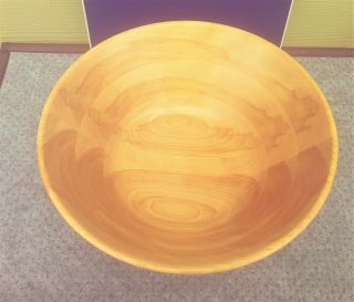 Woodbury Woodenware Handcrafted Bowl Large Turned Birch Wood 13.  5 " Bowl.