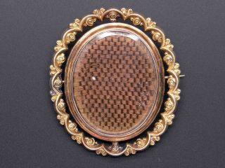 Estate Ornate Antique Mourning 10k Yellow Gold Photo Portrait Hair Brooch Pin 7
