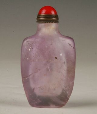 Rare Chinese Amethyst Snuff Bottle Old Hand - Sanded Handicraft Only One Collec