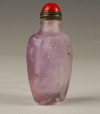 RARE CHINESE AMETHYST SNUFF BOTTLE OLD HAND - SANDED HANDICRAFT ONLY ONE COLLEC 2