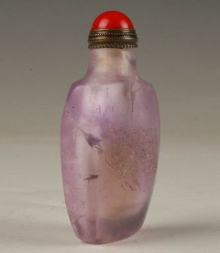 RARE CHINESE AMETHYST SNUFF BOTTLE OLD HAND - SANDED HANDICRAFT ONLY ONE COLLEC 4