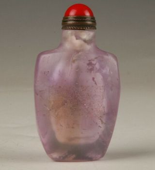RARE CHINESE AMETHYST SNUFF BOTTLE OLD HAND - SANDED HANDICRAFT ONLY ONE COLLEC 5