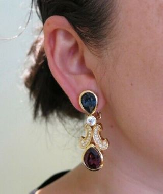 Authentic Vintage Dior Rhinestone Swing Earrings Earrings 6