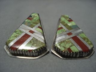 Important Vintage Santo Domingo Dan Coriz Sterling Silver Turquoise Earrings