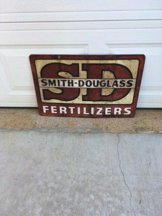 Vintage Smith Douglass Dealer Fertilizer Advertising Sign 24 X 16 - Double Side