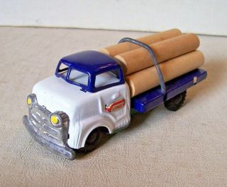Vintage Tin Friction Toy Lumber Truck Japan Ex