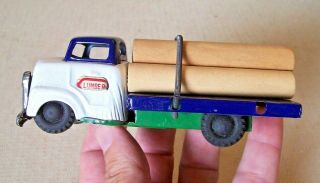 Vintage Tin Friction Toy Lumber Truck Japan EX 5