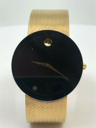 RARE 14K Gold Movado Museum Men ' s Watch Sapphire Crystal Swiss Quartz 58g 4