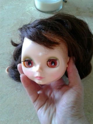 Vintage 1972 Kenner Blythe Doll Brunette Head Only Eyes Work 8