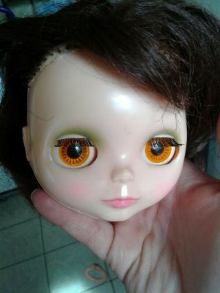 Vintage 1972 Kenner Blythe Doll Brunette Head Only Eyes Work 9