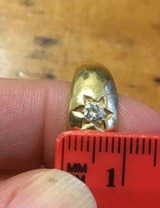Solid 18ct Yellow Gold And Large Natural Diamond Ring Band.  0.  25 TCW.  5.  44g 5