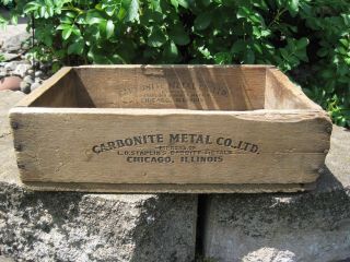 Vtg Carbonite Metal Co,  Ltd Chicago Il Wood Advertising Box Staplin 