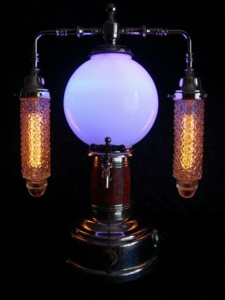 Steampunk Art Lamp,  Antique Soda Fountain,  Art Deco Shades,  Multi Color,  Dimmer 12
