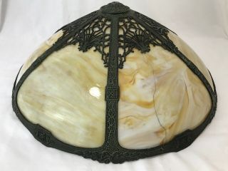 Antique Vtg Tiffany Style Slag Stained Glass Lamp Shade Arts & Crafts Large 19 