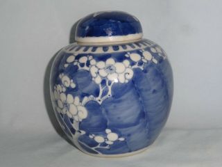 Chinese porcelain spice jar & cover.  ' Prunus ' pattern 2