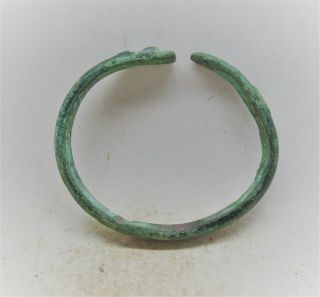Ancient Viking Norse Bronze Bracelet With Dragon Fafnir Terminals Rare