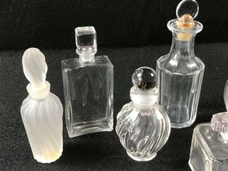 7 Vintage Small Clear Glass Perfume Bottles w/ Stoppers A1 2