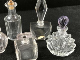 7 Vintage Small Clear Glass Perfume Bottles w/ Stoppers A1 3