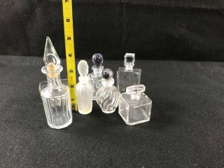 7 Vintage Small Clear Glass Perfume Bottles w/ Stoppers A1 5