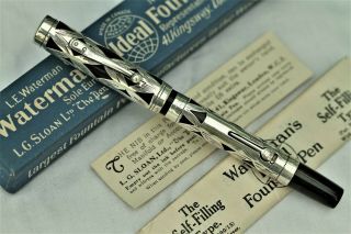 Vintage Watermans Stirling Silver Overlay - Fountain Pen - C1929 - Usa