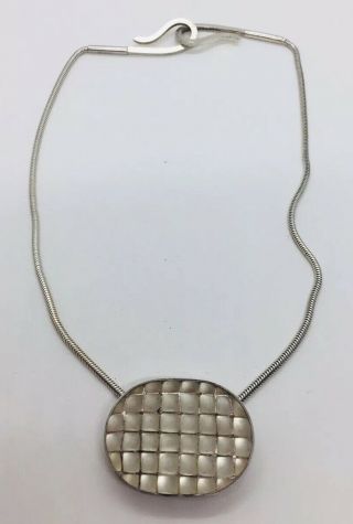 Vintage Modernist Signed & Numbered Sterling Silver & Crystal Hand Made Necklace