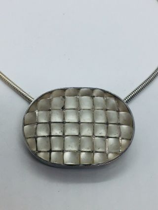 Vintage Modernist Signed & Numbered Sterling Silver & Crystal Hand Made Necklace 2