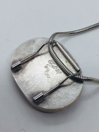 Vintage Modernist Signed & Numbered Sterling Silver & Crystal Hand Made Necklace 7