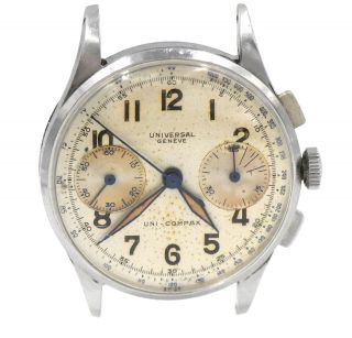 Vintage Universal Geneve Uni Compax Chronograph Wrist Watch 285 2 Register Ss