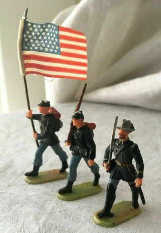 Rare Vintage 1950s Elastolin U.  S.  Civil War Soldiers Flag Bearer.