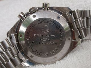 Rare Unpolished Omega Speedmaster Straight Writing " Apollo Xi 1969 " 145022 - 69