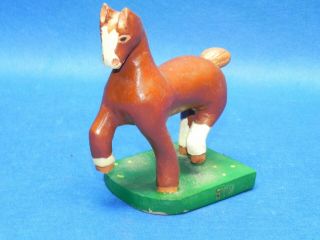 Antique Hand Carved And Painted England Etw Wooden Horse Statue Figurine 4.  5 "
