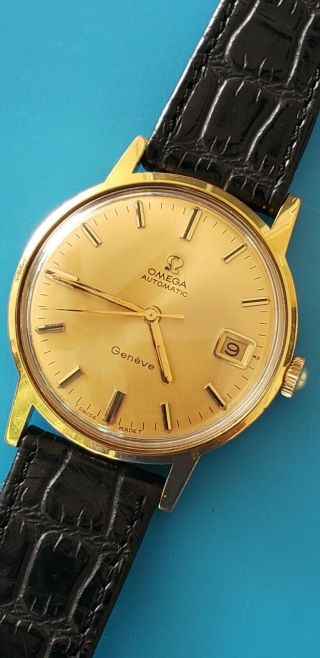 Vintage 1969 Omega Geneve Automatic Cal 565 Gold Plated Mens Watch Ref 166 070