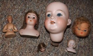Vintage Bisque German Doll Heads Armand Marsellie 390n A8m,  S & H 1160 - 3 &more