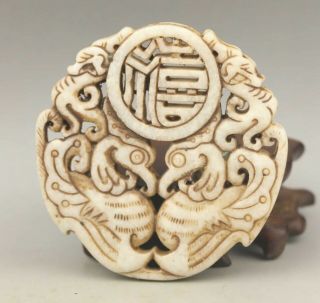 Chinese old natural jade hand - carved phenix pendant 2.  6 inch 2