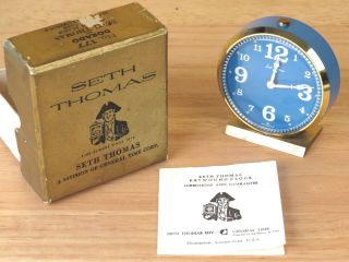 Vintage Seth Thomas Alarm Clock Dorado Keywound Blue Dial Luminous No 177 Rare R