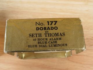 Vintage Seth Thomas Alarm Clock Dorado Keywound Blue Dial Luminous No 177 RARE R 7