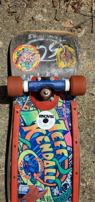 Santa Cruz Jeff Kendall Graffiti Black Skateboard Vintage 80s Tracker trucks 11