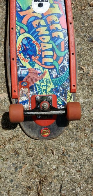 Santa Cruz Jeff Kendall Graffiti Black Skateboard Vintage 80s Tracker trucks 12
